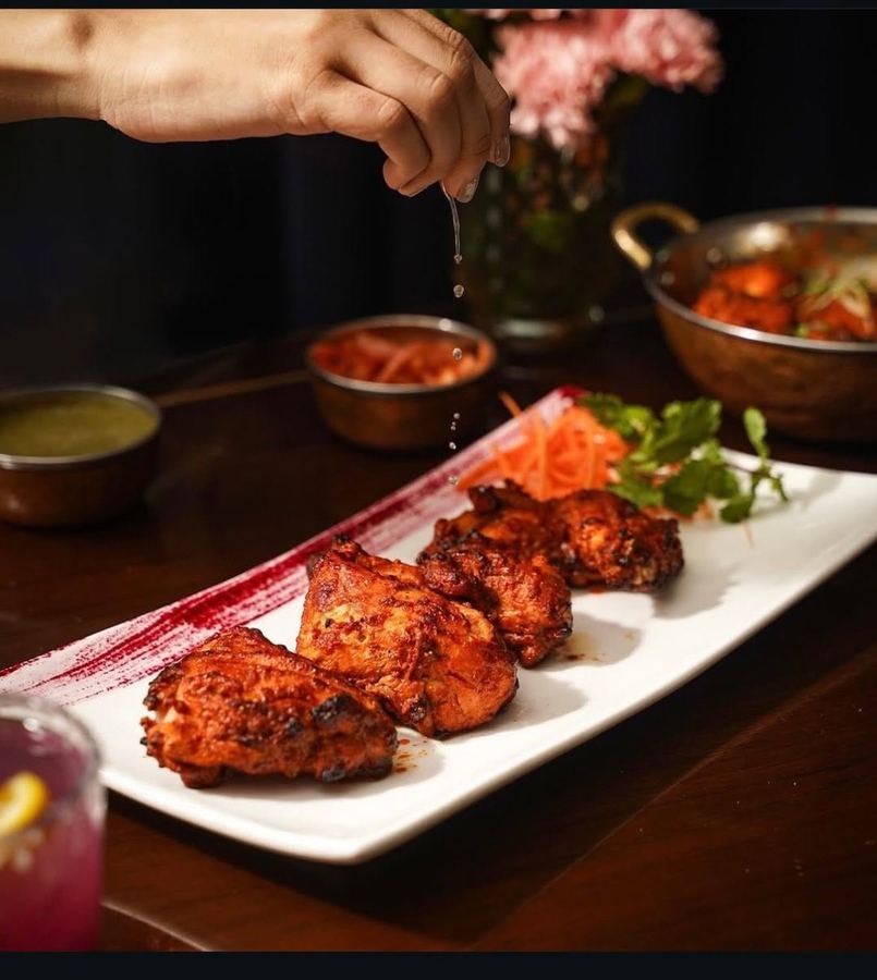 Chicken tikka fresh off the charcoal tandoor